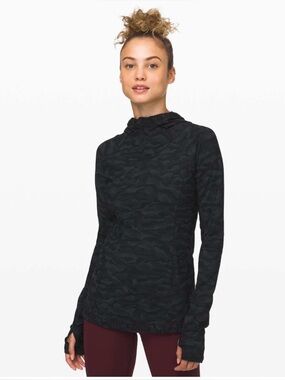 lululemon athletica Women's Black Camo Hooded waterbound hoody